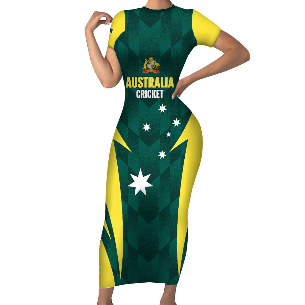 Australia Cricket Custom Family Matching Short Sleeve Bodycon Dress and Hawaiian Shirt Go Aussie Dynamic Green - Aussie Hoodie