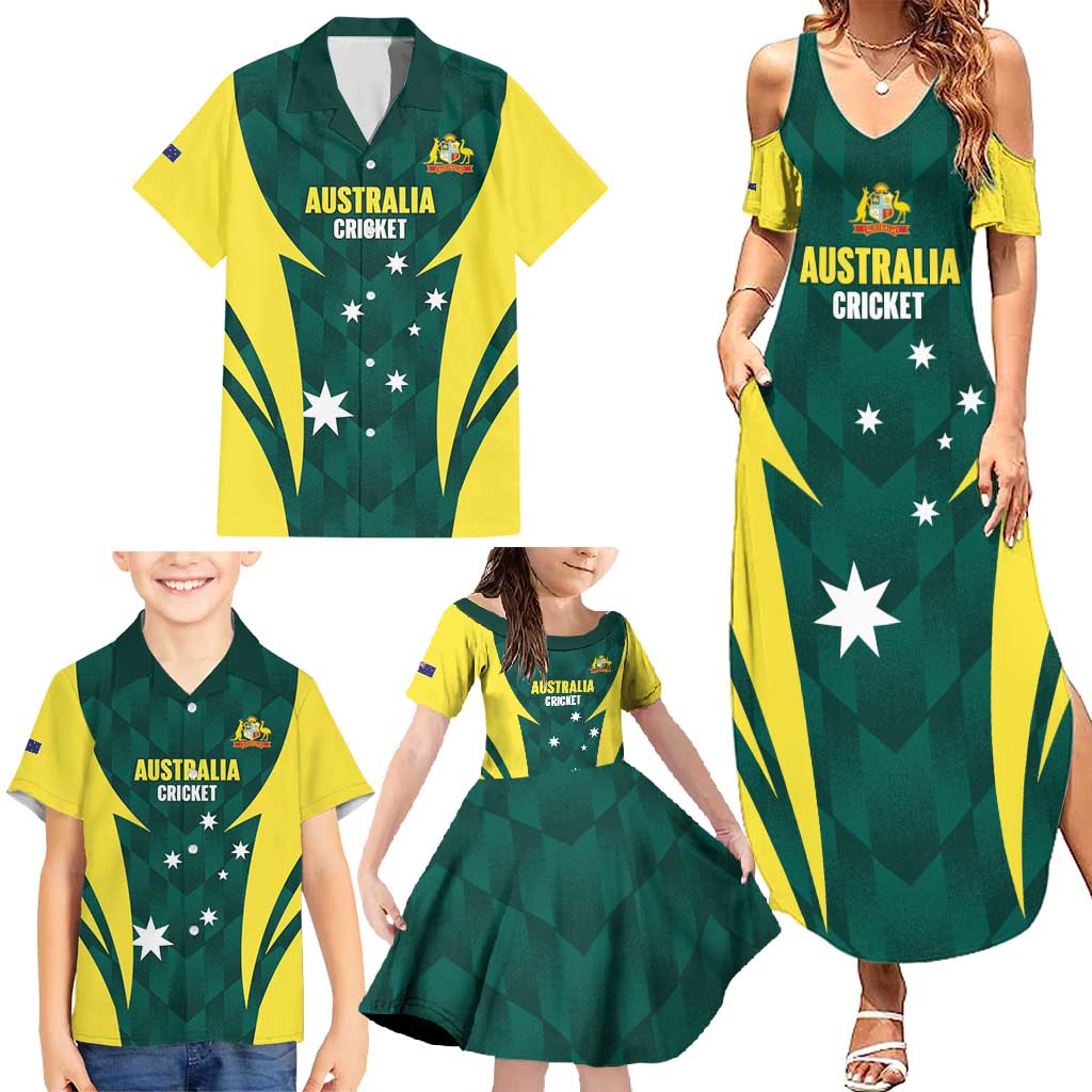 Australia Cricket Custom Family Matching Summer Maxi Dress and Hawaiian Shirt Go Aussie Dynamic Green - Aussie Hoodie