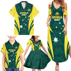 Australia Cricket Custom Family Matching Summer Maxi Dress and Hawaiian Shirt Go Aussie Dynamic Green - Aussie Hoodie