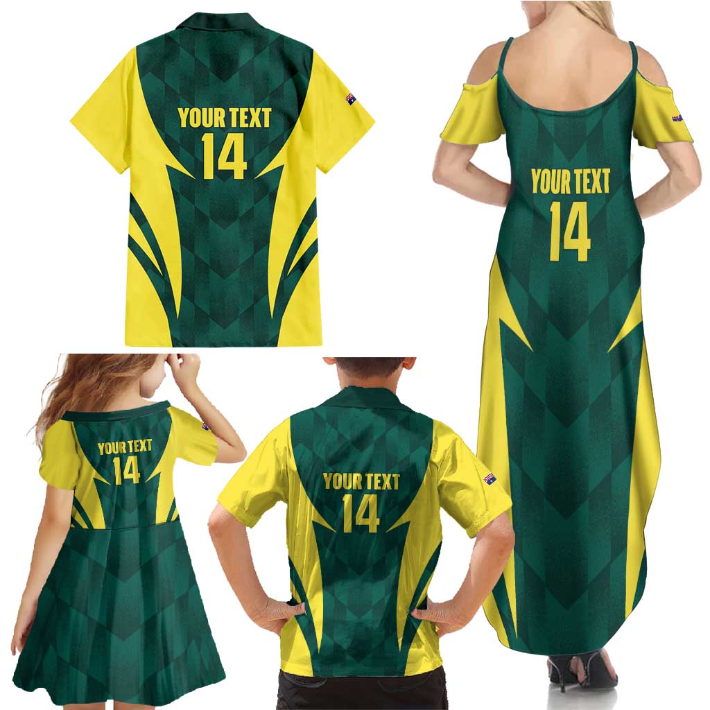 Australia Cricket Custom Family Matching Summer Maxi Dress and Hawaiian Shirt Go Aussie Dynamic Green - Aussie Hoodie