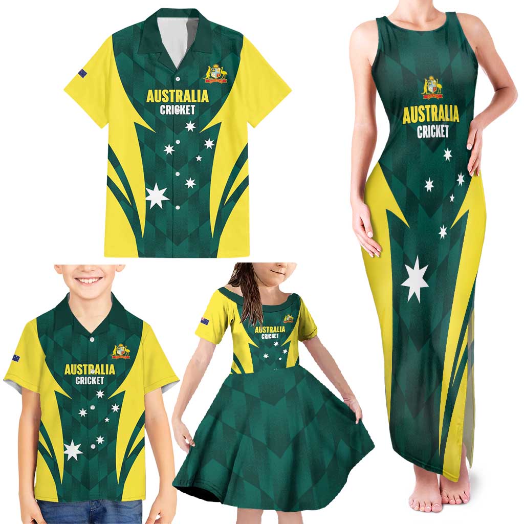 Australia Cricket Custom Family Matching Tank Maxi Dress and Hawaiian Shirt Go Aussie Dynamic Green - Aussie Hoodie