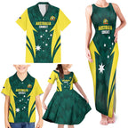 Australia Cricket Custom Family Matching Tank Maxi Dress and Hawaiian Shirt Go Aussie Dynamic Green - Aussie Hoodie