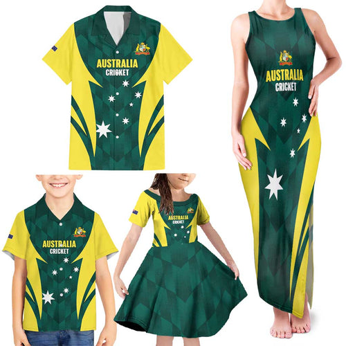 Australia Cricket Custom Family Matching Tank Maxi Dress and Hawaiian Shirt Go Aussie Dynamic Green - Aussie Hoodie