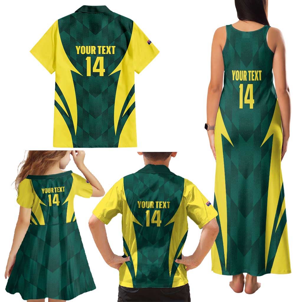 Australia Cricket Custom Family Matching Tank Maxi Dress and Hawaiian Shirt Go Aussie Dynamic Green - Aussie Hoodie