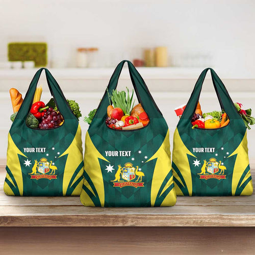 Australia Cricket Custom Grocery Bag Go Aussie Dynamic Green - Aussie Hoodie
