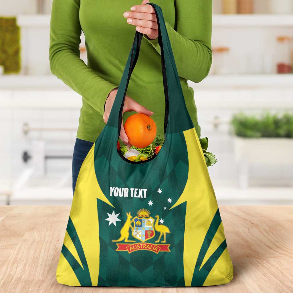 Australia Cricket Custom Grocery Bag Go Aussie Dynamic Green - Aussie Hoodie