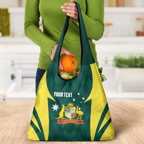 Australia Cricket Custom Grocery Bag Go Aussie Dynamic Green - Aussie Hoodie