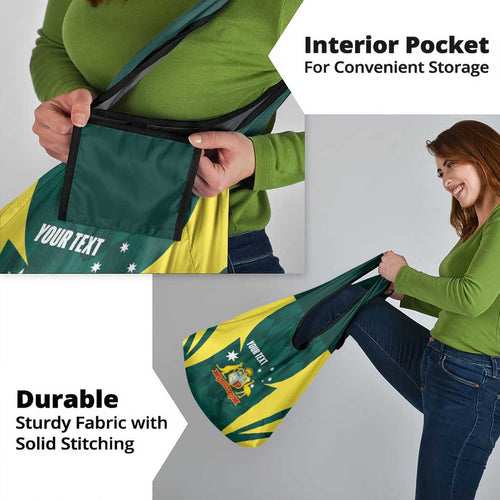 Australia Cricket Custom Grocery Bag Go Aussie Dynamic Green - Aussie Hoodie