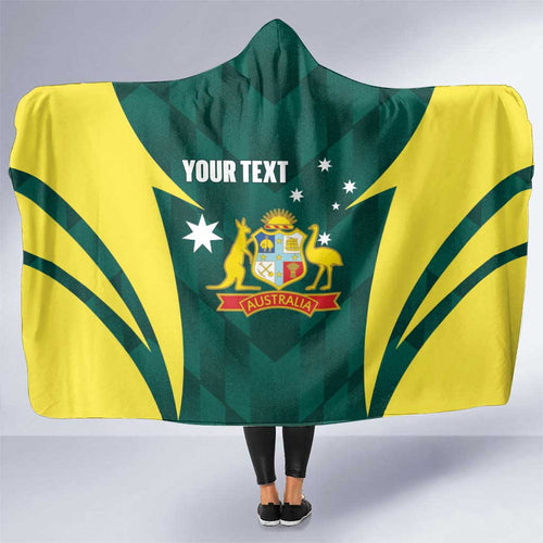 Australia Cricket Custom Hooded Blanket Go Aussie Dynamic Green - Aussie Hoodie
