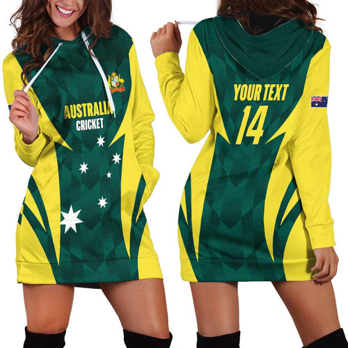 Australia Cricket Custom Hoodie Dress Go Aussie Dynamic Green - Aussie Hoodie
