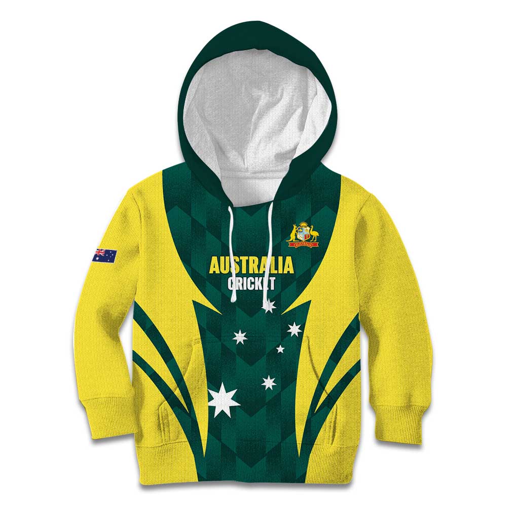 Australia Cricket Custom Kid Hoodie Go Aussie Dynamic Green - Aussie Hoodie