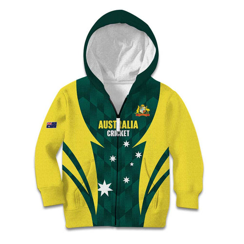 Australia Cricket Custom Kid Hoodie Go Aussie Dynamic Green - Aussie Hoodie