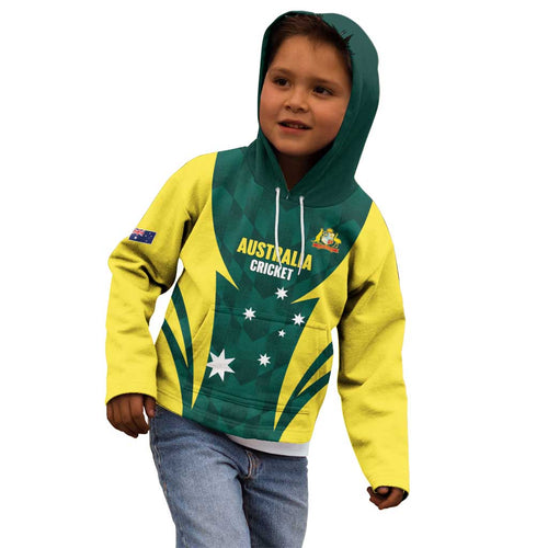 Australia Cricket Custom Kid Hoodie Go Aussie Dynamic Green - Aussie Hoodie