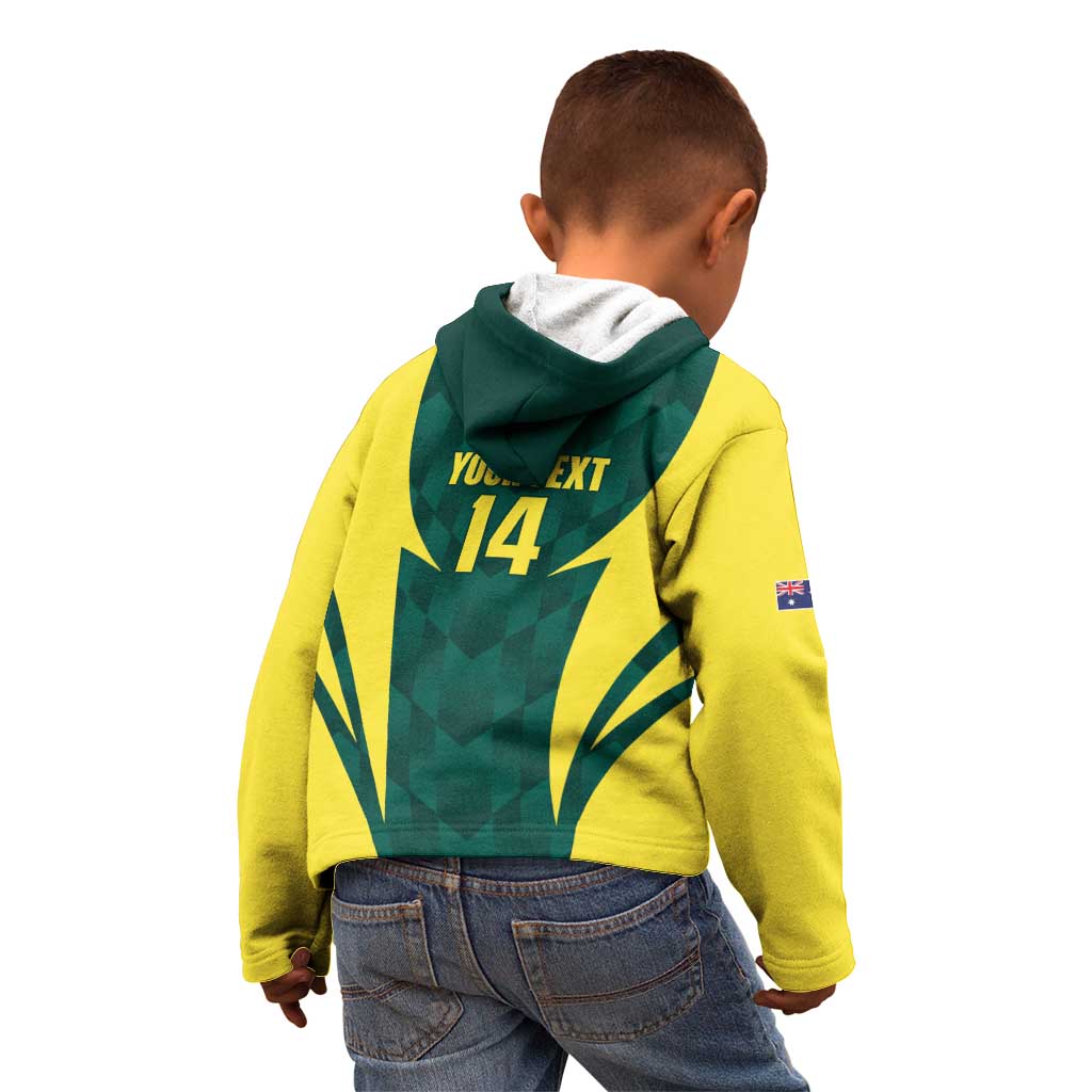 Australia Cricket Custom Kid Hoodie Go Aussie Dynamic Green - Aussie Hoodie