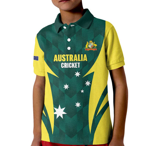 Australia Cricket Custom Kid Polo Shirt Go Aussie Dynamic Green - Aussie Hoodie