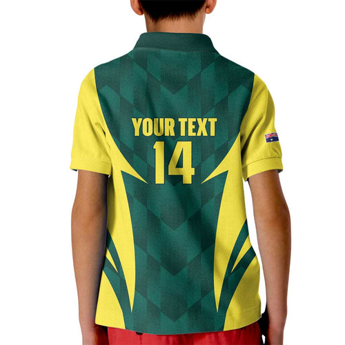 Australia Cricket Custom Kid Polo Shirt Go Aussie Dynamic Green - Aussie Hoodie