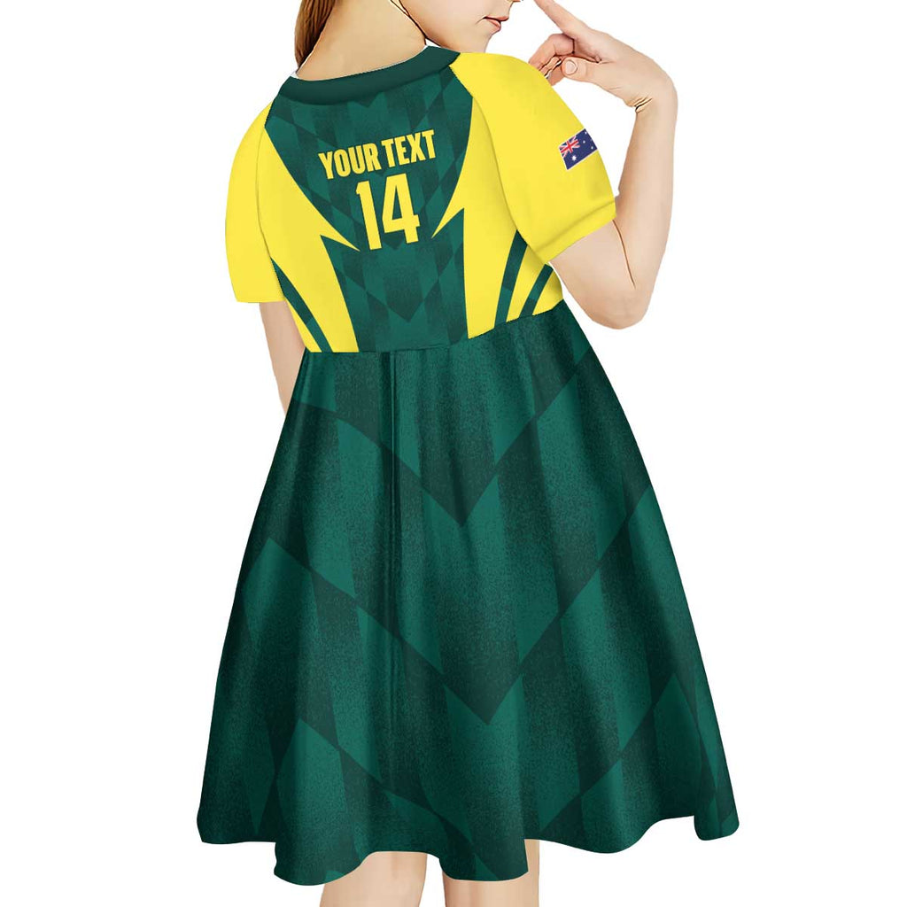 Australia Cricket Custom Kid Short Sleeve Dress Go Aussie Dynamic Green - Aussie Hoodie