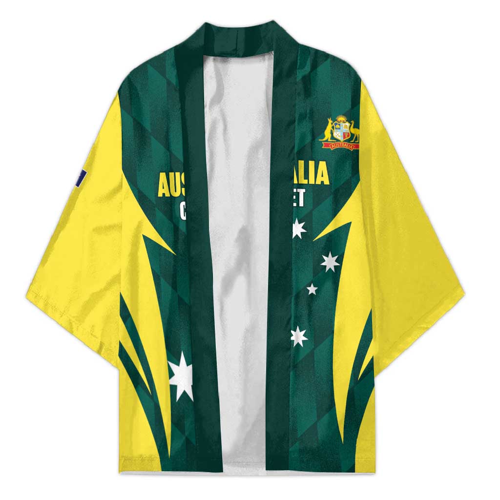 Australia Cricket Custom Kimono Go Aussie Dynamic Green - Aussie Hoodie