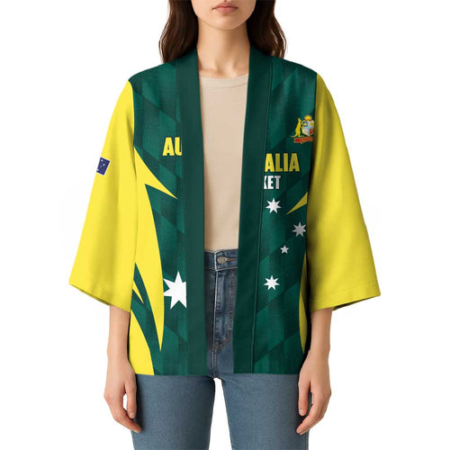 Australia Cricket Custom Kimono Go Aussie Dynamic Green - Aussie Hoodie