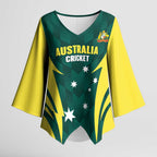 Australia Cricket Custom Kimono Sleeve Blouse Go Aussie Dynamic Green - Aussie Hoodie