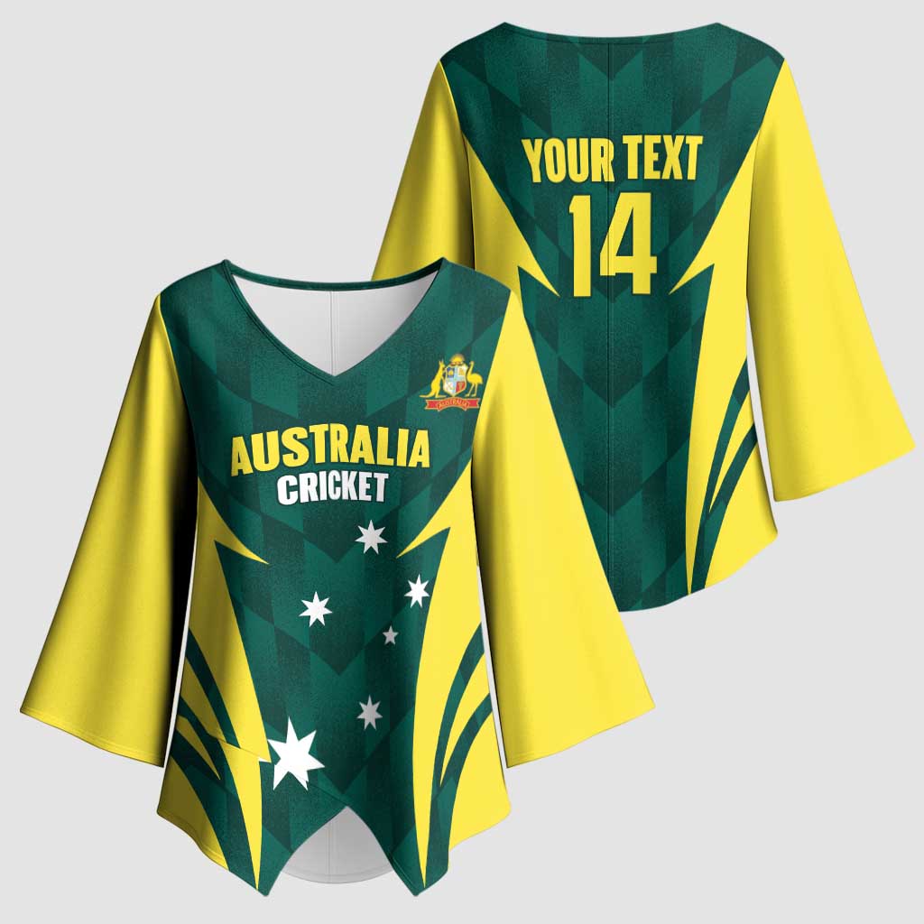 Australia Cricket Custom Kimono Sleeve Blouse Go Aussie Dynamic Green - Aussie Hoodie