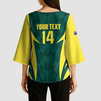 Australia Cricket Custom Kimono Sleeve Blouse Go Aussie Dynamic Green - Aussie Hoodie