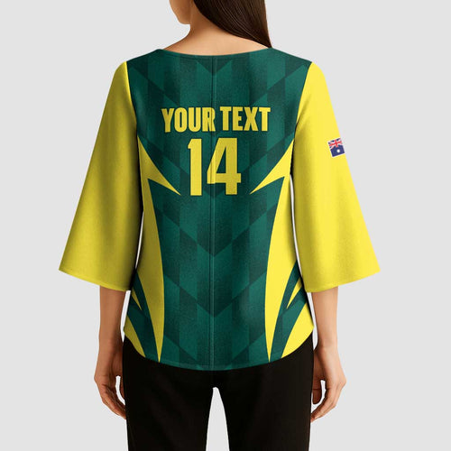 Australia Cricket Custom Kimono Sleeve Blouse Go Aussie Dynamic Green - Aussie Hoodie