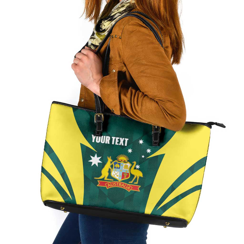 Australia Cricket Custom Leather Tote Bag Go Aussie Dynamic Green - Aussie Hoodie
