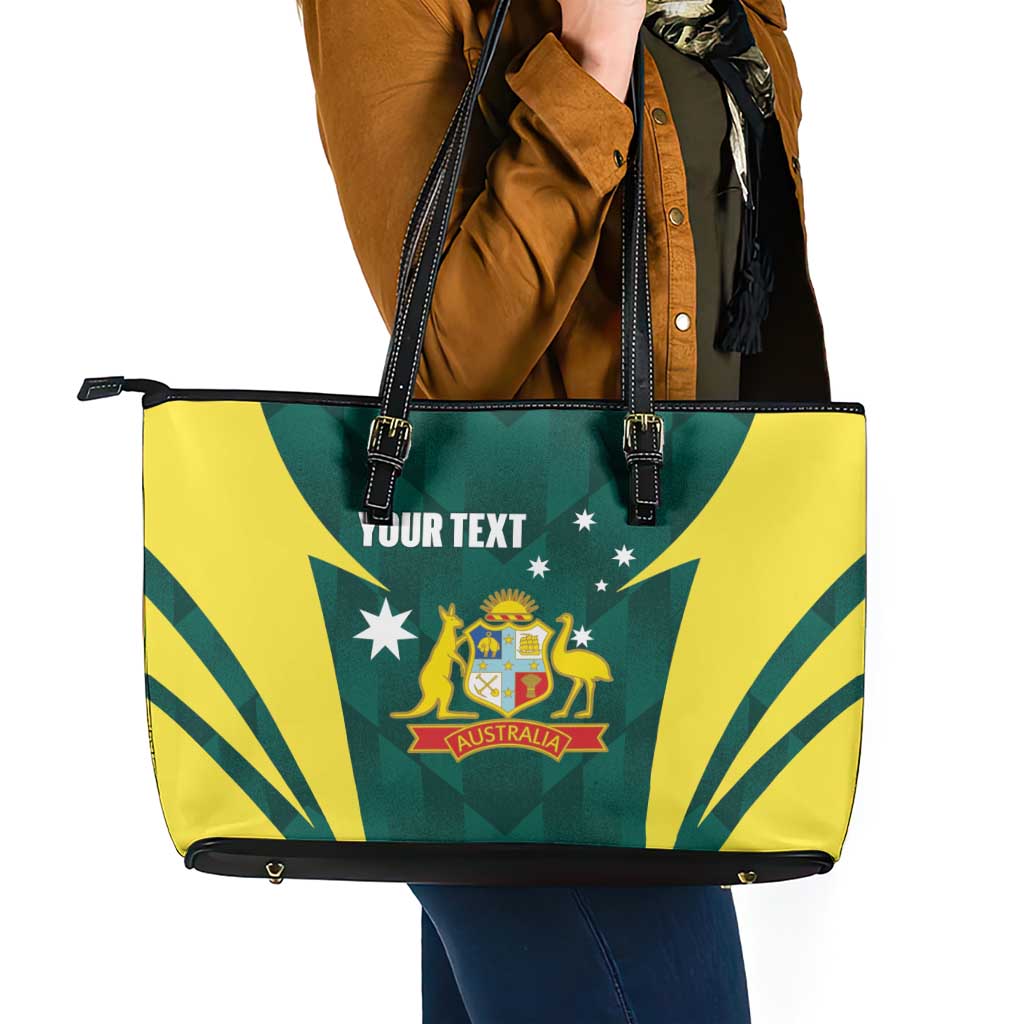 Australia Cricket Custom Leather Tote Bag Go Aussie Dynamic Green - Aussie Hoodie
