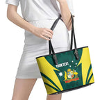 Australia Cricket Custom Leather Tote Bag Go Aussie Dynamic Green - Aussie Hoodie