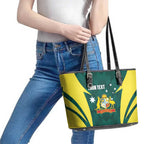 Australia Cricket Custom Leather Tote Bag Go Aussie Dynamic Green - Aussie Hoodie