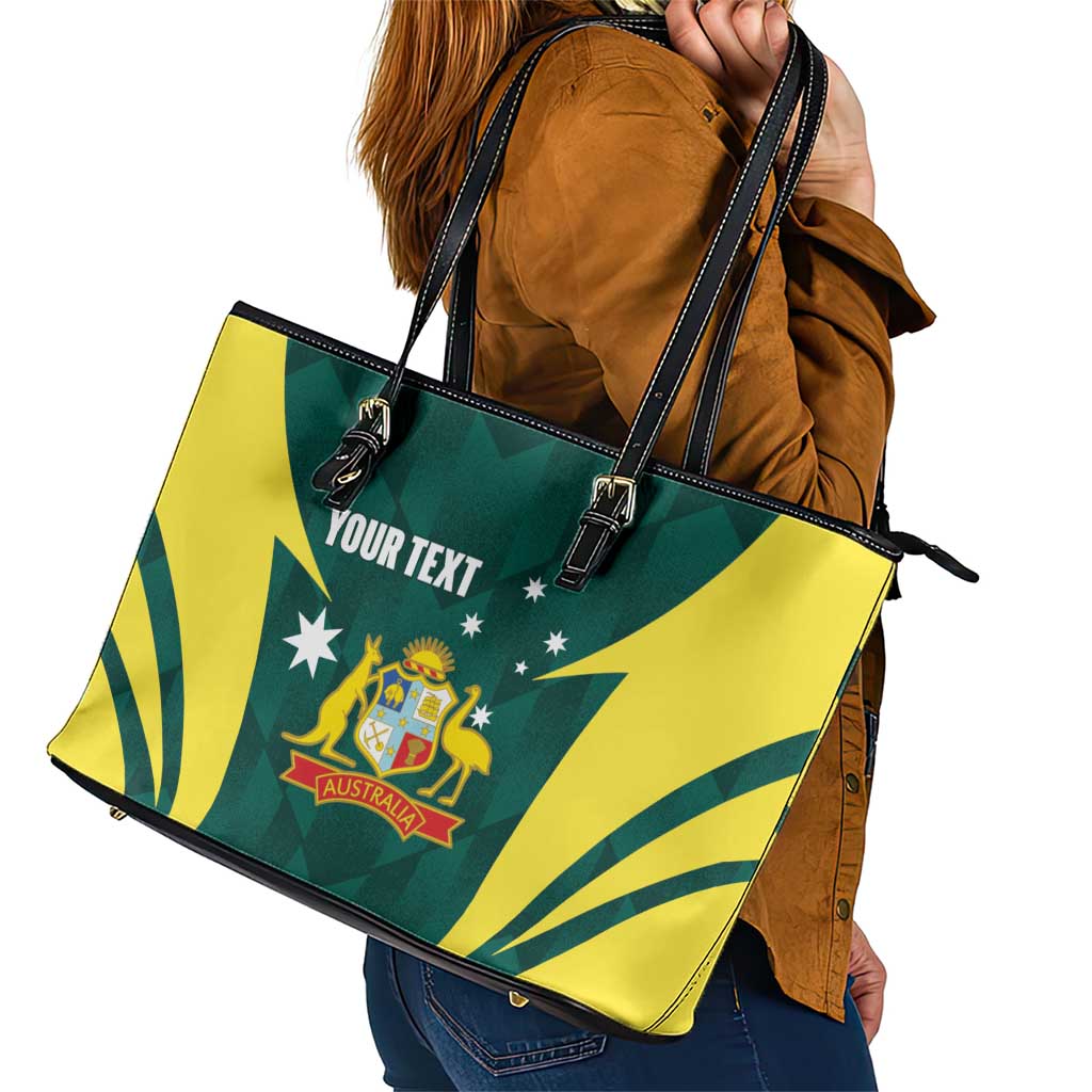 Australia Cricket Custom Leather Tote Bag Go Aussie Dynamic Green - Aussie Hoodie