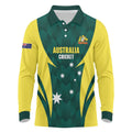 Australia Cricket Custom Long Sleeve Polo Shirt Go Aussie Dynamic Green - Aussie Hoodie