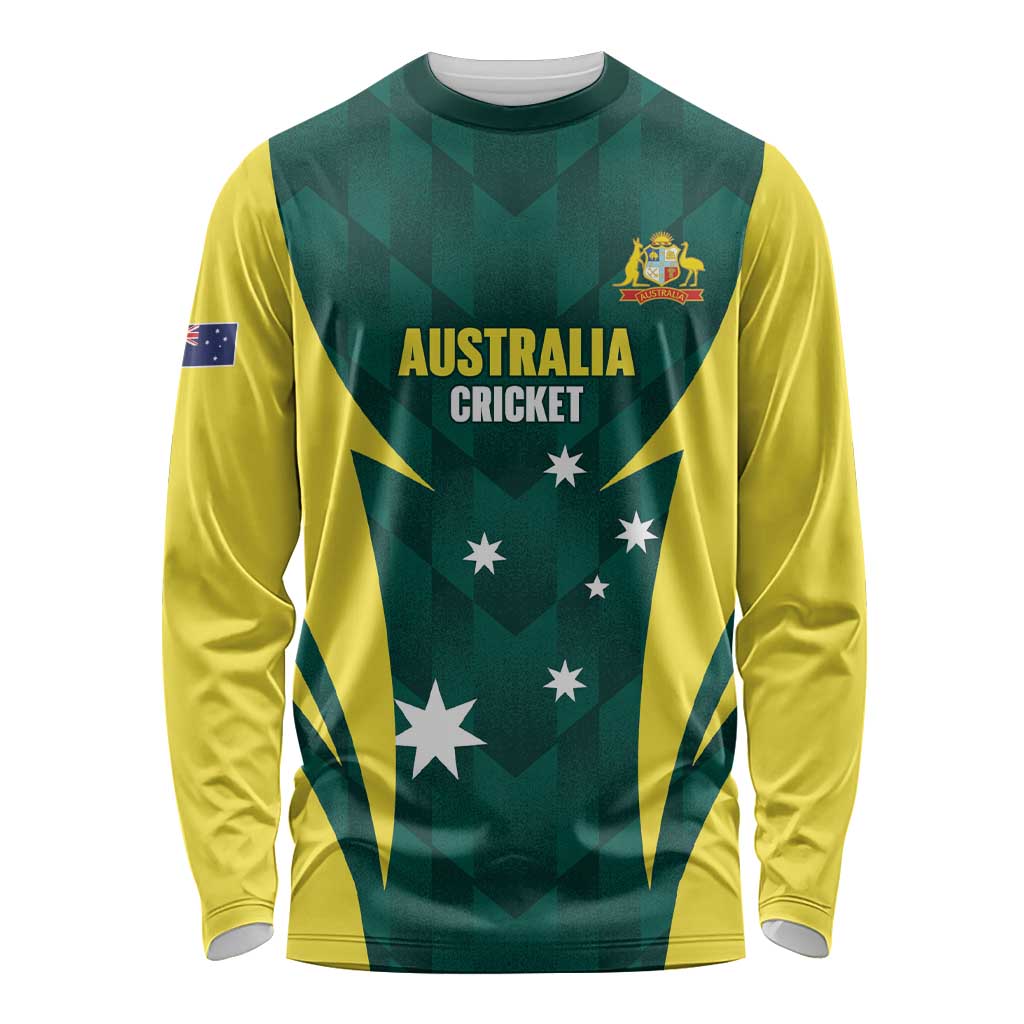 Australia Cricket Custom Long Sleeve Shirt Go Aussie Dynamic Green - Aussie Hoodie