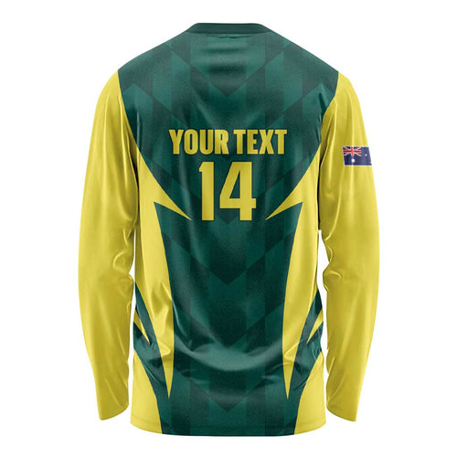 Australia Cricket Custom Long Sleeve Shirt Go Aussie Dynamic Green - Aussie Hoodie