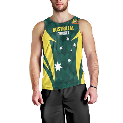 Australia Cricket Custom Men Tank Top Go Aussie Dynamic Green - Aussie Hoodie