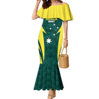 Australia Cricket Custom Mermaid Dress Go Aussie Dynamic Green - Aussie Hoodie