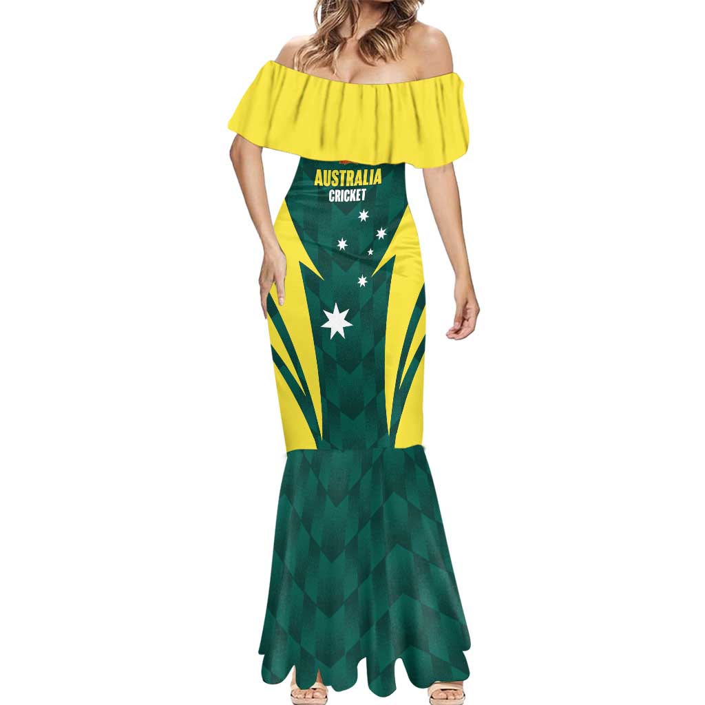 Australia Cricket Custom Mermaid Dress Go Aussie Dynamic Green - Aussie Hoodie