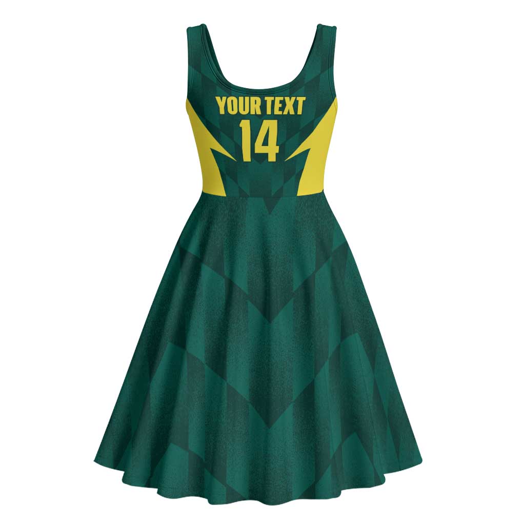 Australia Cricket Custom Midi Dress Go Aussie Dynamic Green - Aussie Hoodie