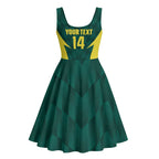 Australia Cricket Custom Midi Dress Go Aussie Dynamic Green - Aussie Hoodie