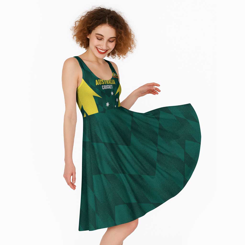 Australia Cricket Custom Midi Dress Go Aussie Dynamic Green - Aussie Hoodie