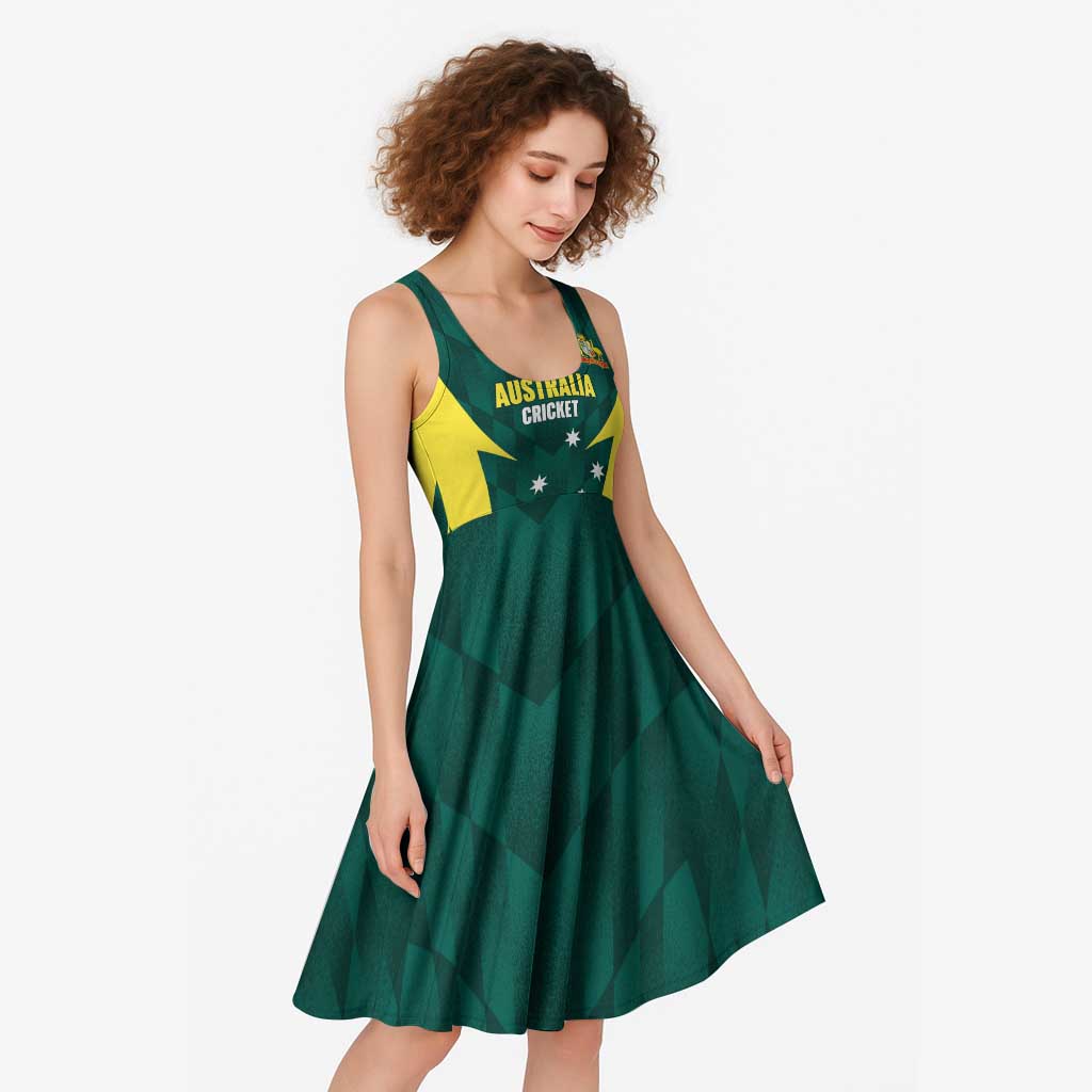 Australia Cricket Custom Midi Dress Go Aussie Dynamic Green - Aussie Hoodie