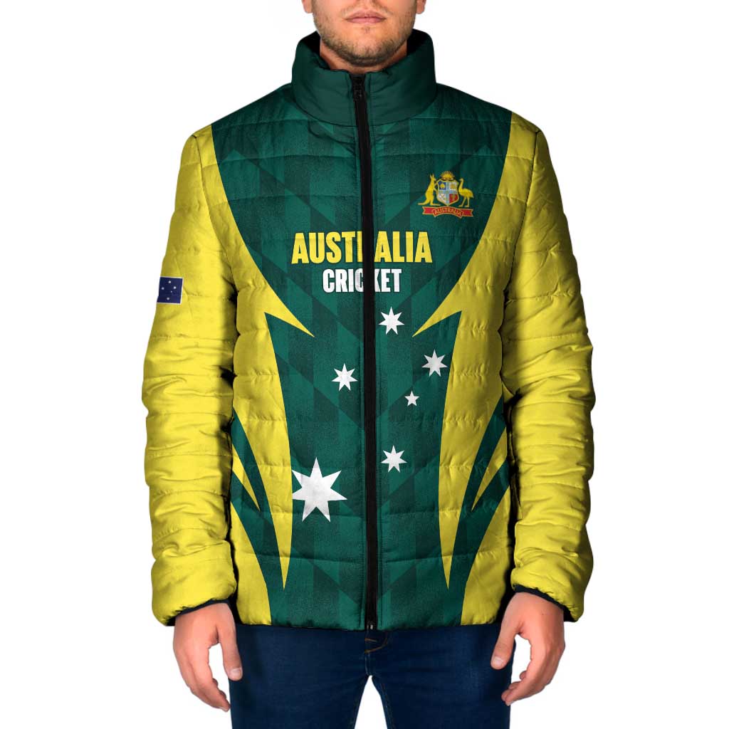 Australia Cricket Custom Padded Jacket Go Aussie Dynamic Green - Aussie Hoodie
