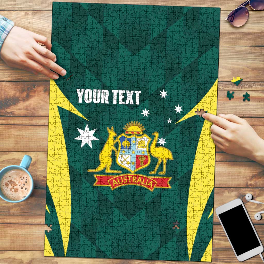 Australia Cricket Custom Puzzle Go Aussie Dynamic Green - Aussie Hoodie