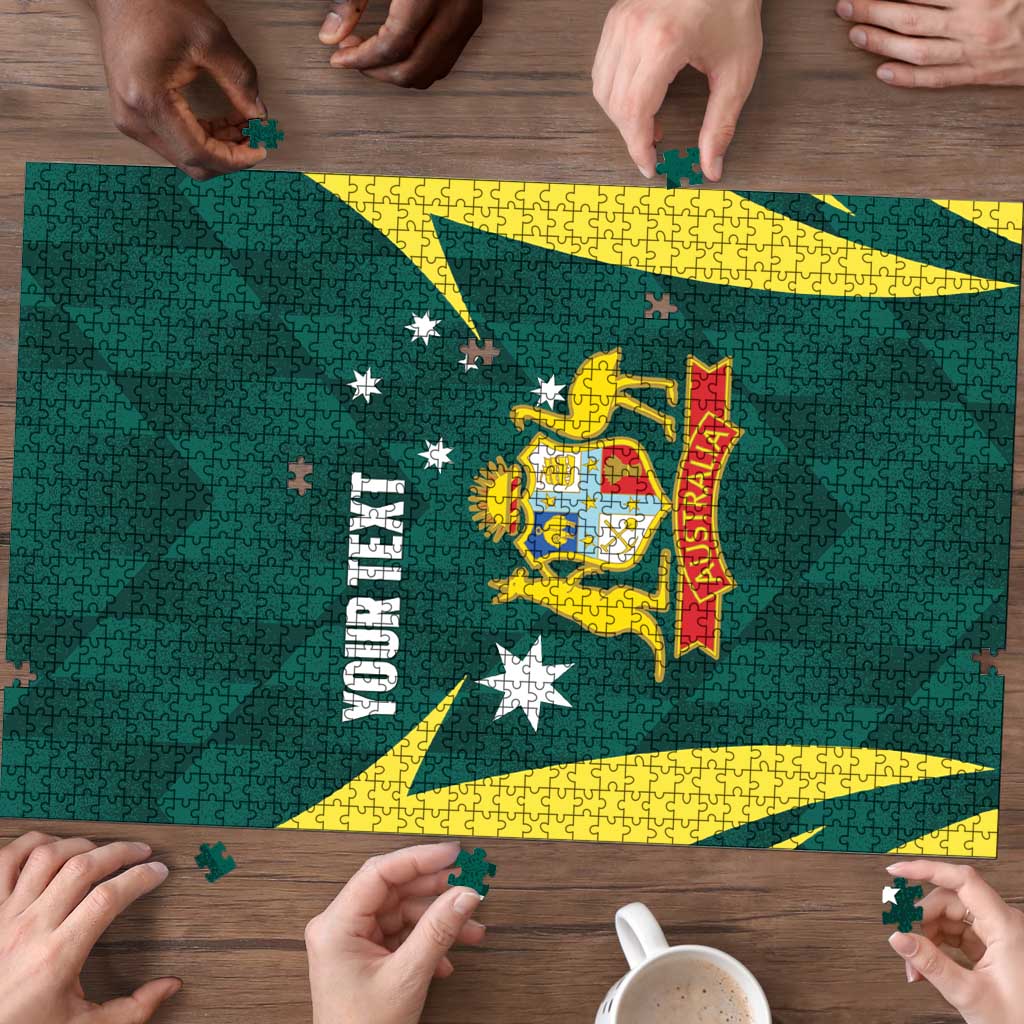Australia Cricket Custom Puzzle Go Aussie Dynamic Green - Aussie Hoodie