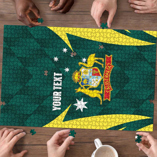 Australia Cricket Custom Puzzle Go Aussie Dynamic Green - Aussie Hoodie
