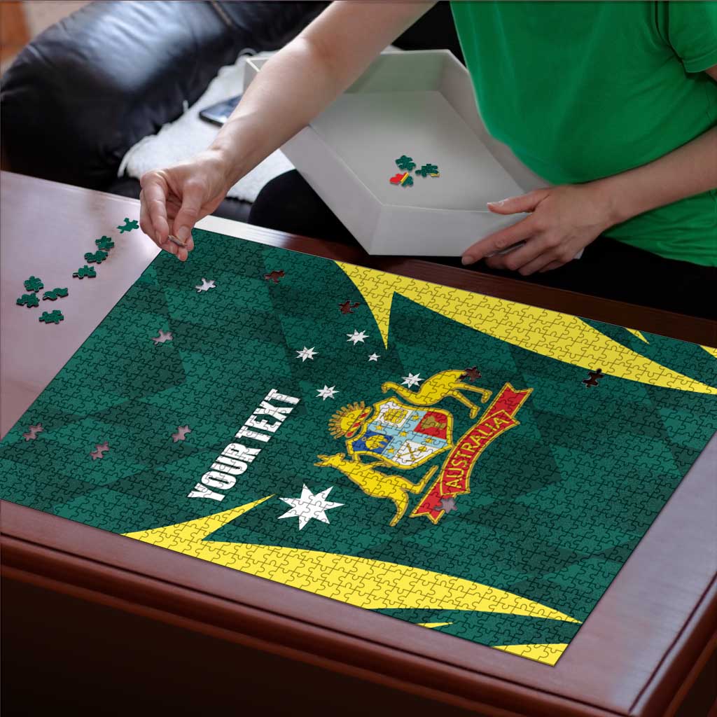 Australia Cricket Custom Puzzle Go Aussie Dynamic Green - Aussie Hoodie