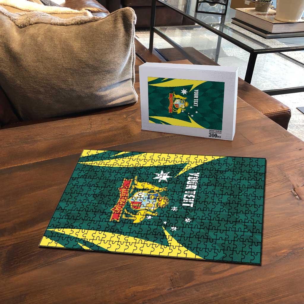 Australia Cricket Custom Puzzle Go Aussie Dynamic Green - Aussie Hoodie