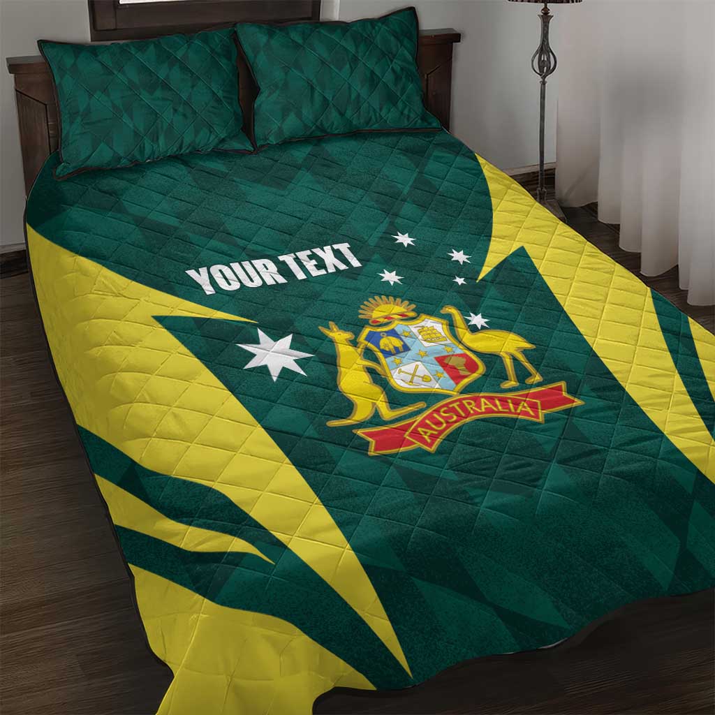 Australia Cricket Custom Quilt Bed Set Go Aussie Dynamic Green - Aussie Hoodie
