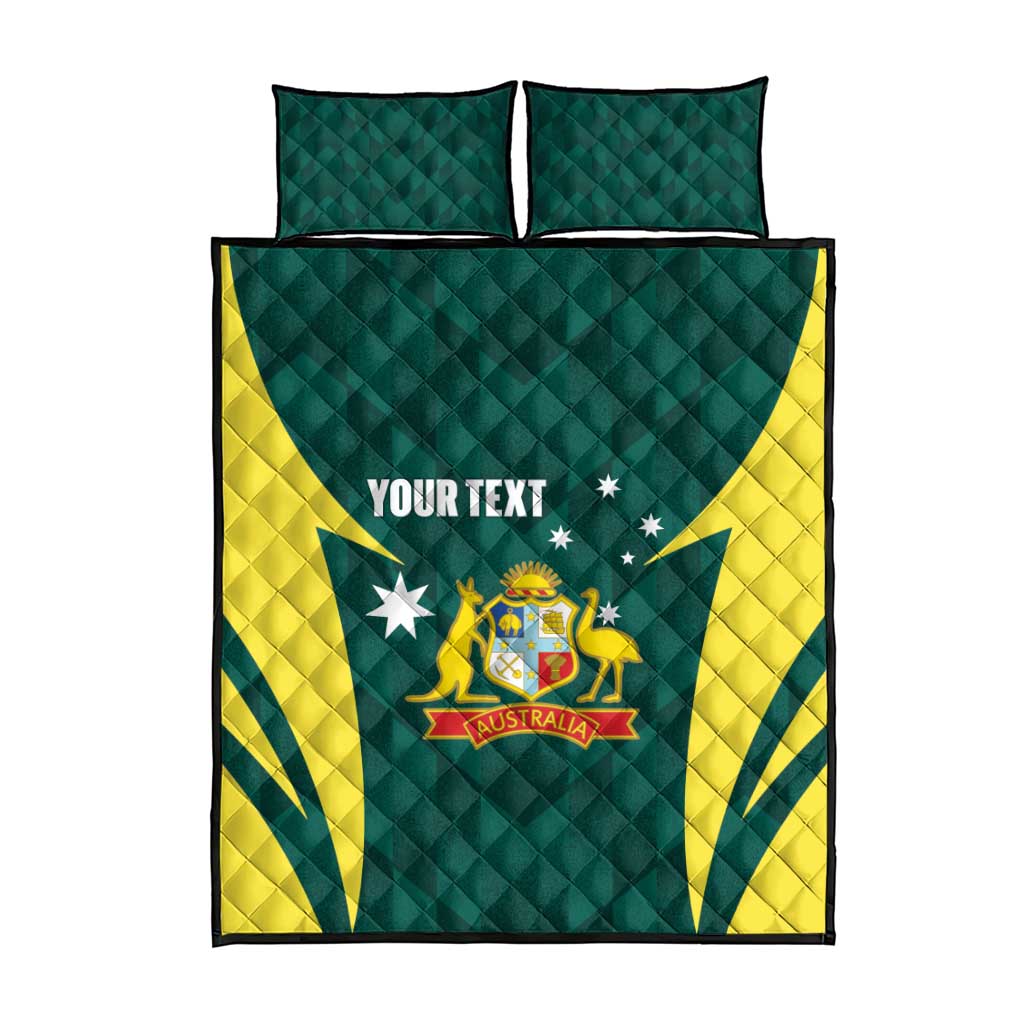 Australia Cricket Custom Quilt Bed Set Go Aussie Dynamic Green - Aussie Hoodie